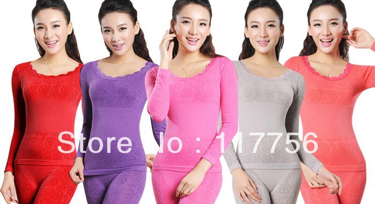 Splendid colored cotton lovers chromophous basic underwear set thin cotton sweater