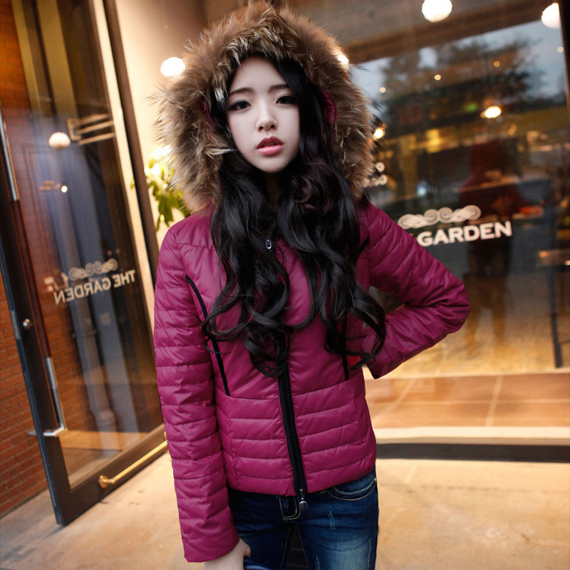 Sports wind raccoon fur down coat short design qw16a295