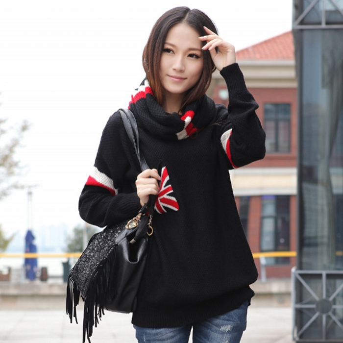 Spring 2013 fashion preppy style women's medium-long batwing sleeve loose sweater pullover outerwear sweater