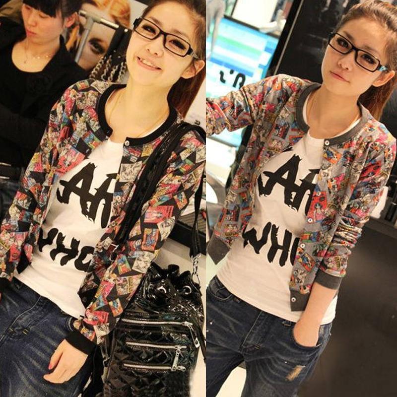 Spring 2013 new cartoon small round neck cardigan jacket l #