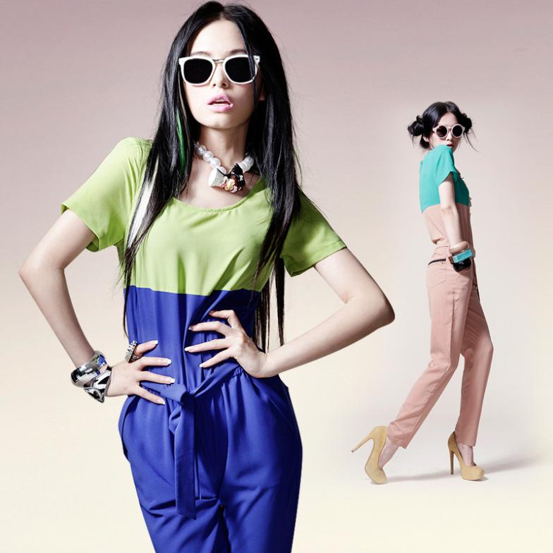 spring 2013 new women's spell color restoring ancient ways jumpsuits women pants big jumpsuit in Europe and America