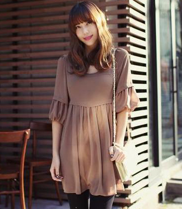 Spring 2013 women's big skirt lotus leaf pleated lantern sleeve chiffon shirt