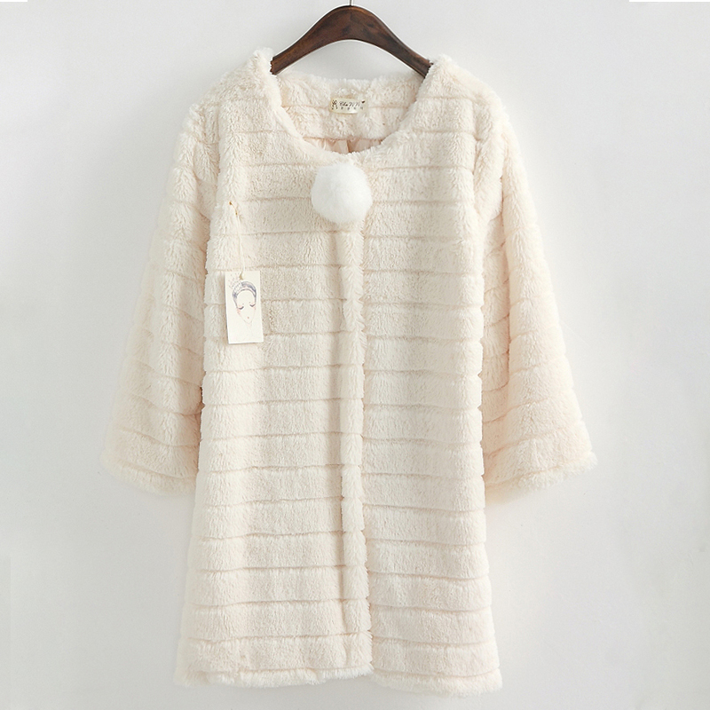 Spring 2013 women's fur sweet medium-long three quarter sleeve single breasted fur outerwear