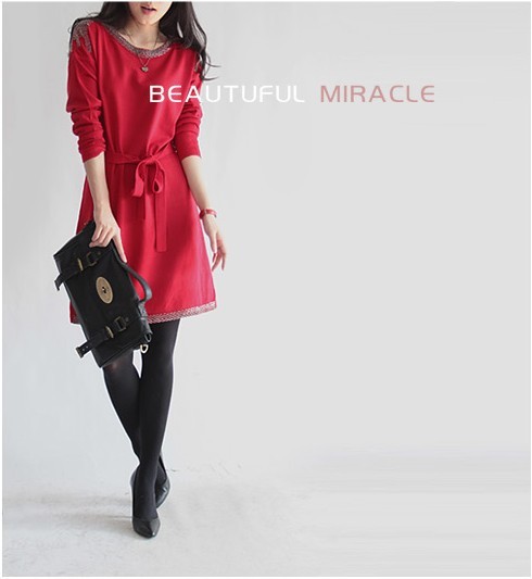 Spring 2013 women's long design pullover sweater o-neck long-sleeve loose cashmere dress sweater plus size