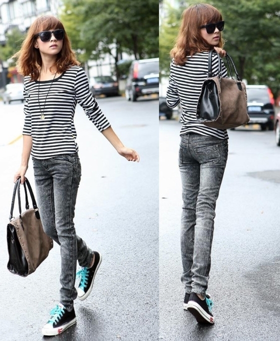 Spring 2013 women's smoky grey skinny pants female slim women's tight-fitting jeans