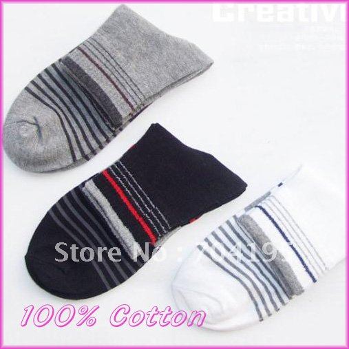 spring and autumn 100% cotton male stripe socks knee-high socks