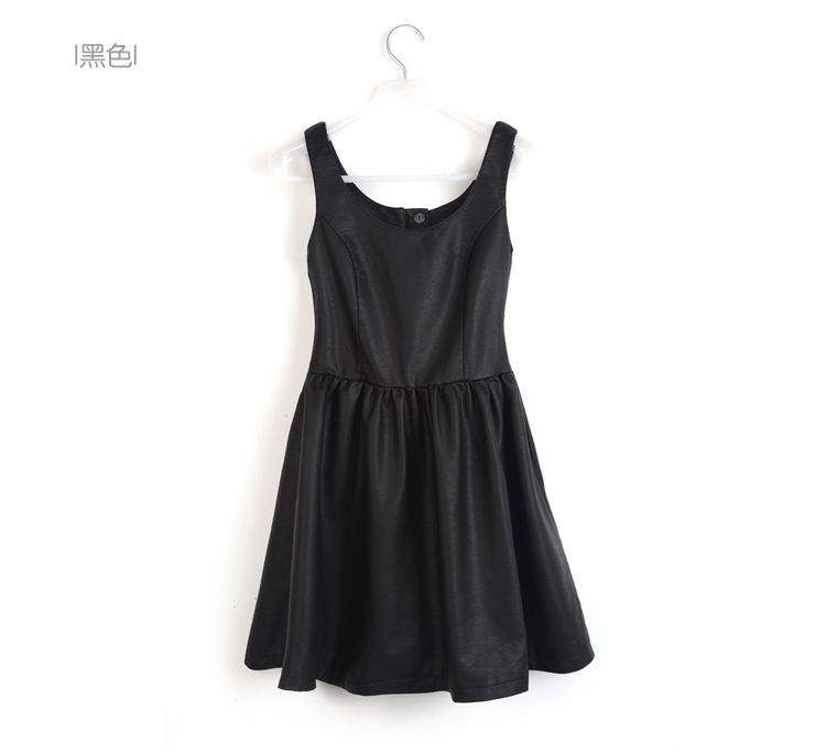 Spring and autumn 2011 female fashion vintage slim waist sleeveless pullover leather one-piece dress