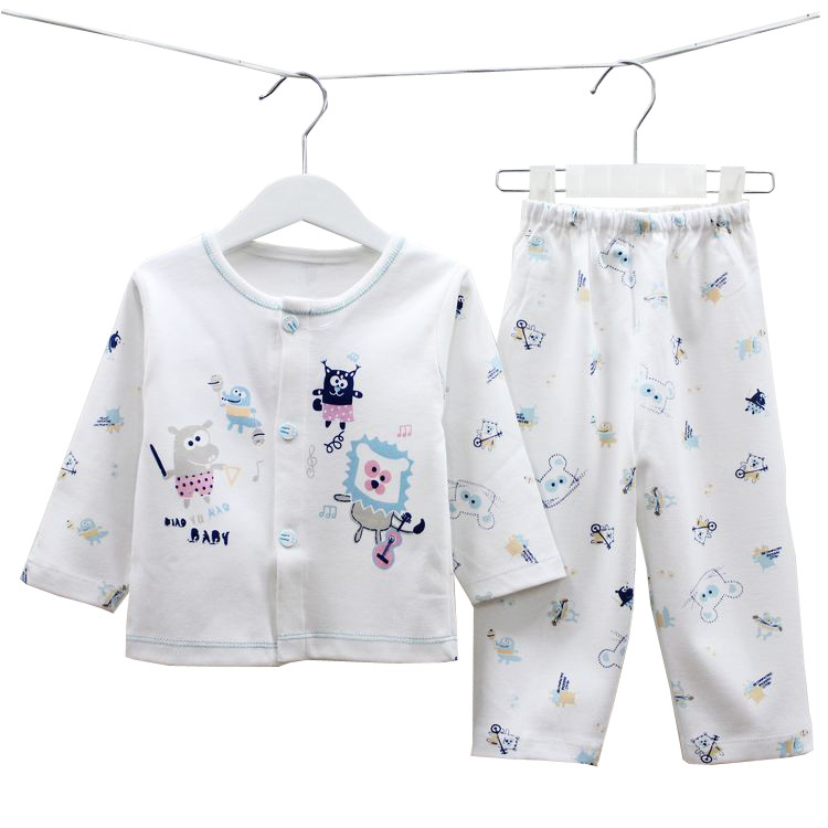 Spring and autumn bamboo fibre baby underwear set child sleepwear pajama pants male female child at home service twinset