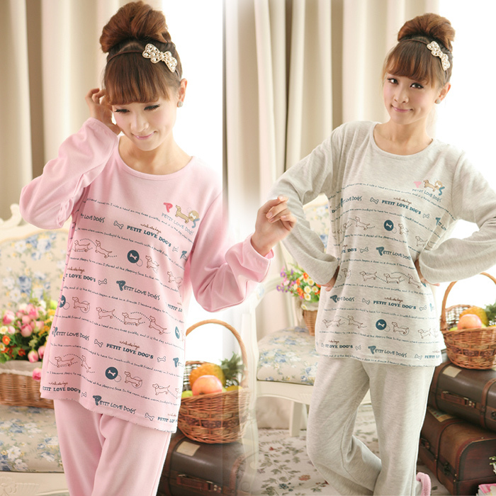 Spring and autumn cartoon female 100% cotton 100% cotton knitted cotton set lounge