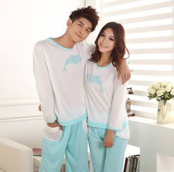 Spring and autumn cartoon lovers lounge sleepwear male 100% cotton long-sleeve casual set at home service