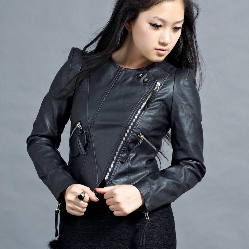 Spring and autumn casual leather clothing female short design slim small leather clothing jacket outerwear