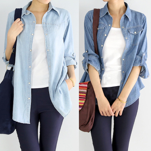 Spring and autumn clothing maternity brief all-match maternity shirt maternity shirt top maternity denim shirt