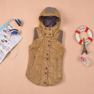 Spring and autumn color block decoration casual color block with a hood vest multicolour vest cotton-padded coat slim