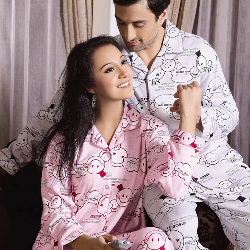 Spring and autumn cotton sleepwear long-sleeve lovers sleep set lovers