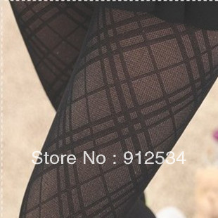 Spring and autumn dimond plaid pantyhose jacquard pantyhose stockings wire socks black