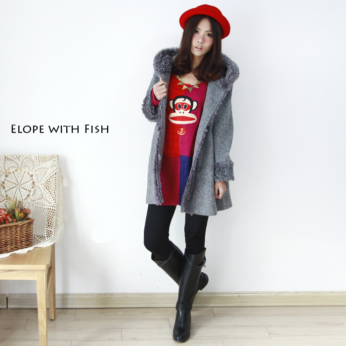 Spring and autumn domesticated hen plush single breasted woolen outerwear trench women overcoat