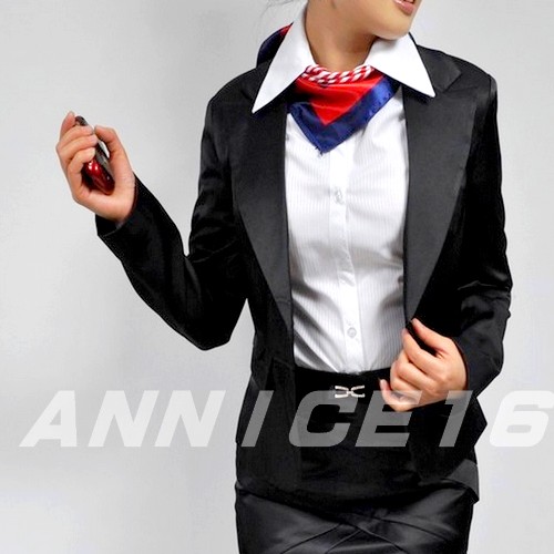 Spring and autumn easy care slim blazer professional skirt twinset women's 3998