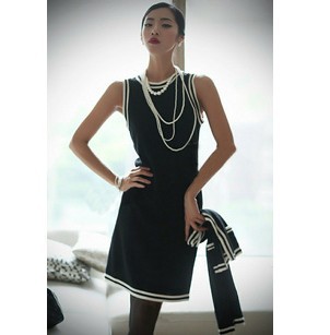 Spring and autumn elegant professional set knitted cotton twinset outerwear one-piece dress