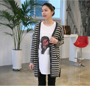 Spring and autumn fashion maternity clothing maternity top stripe cardigan autumn maternity outerwear 2012 autumn