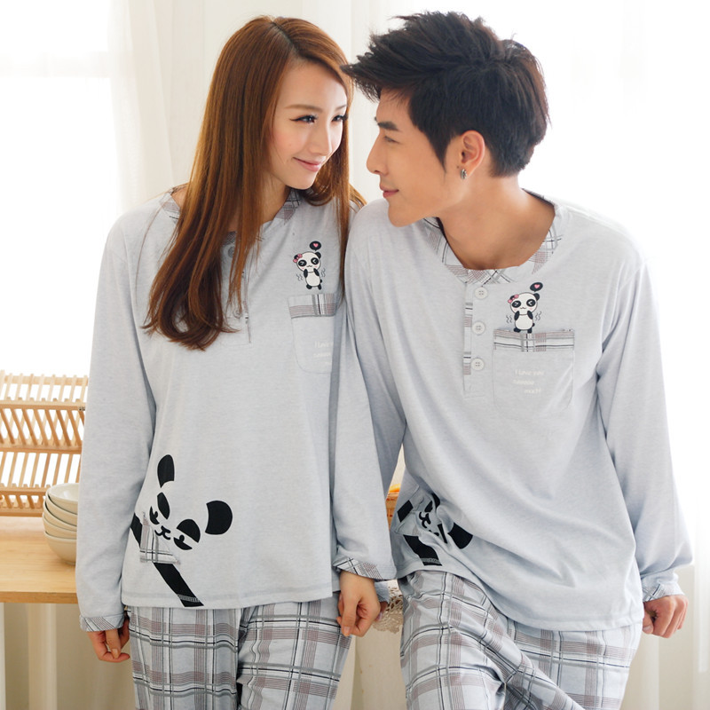 Spring and autumn lovers sleepwear male women's sleepwear lovers long-sleeve set lovers lounge