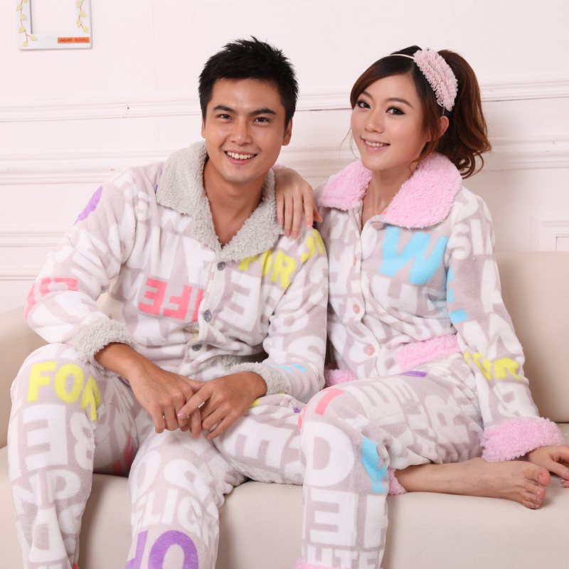 Spring and autumn lovers sleepwear women's lounge male at home service coral fleece set 66 $/each price