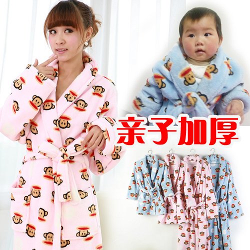 Spring and autumn lovers thickening family fashion coral fleece robe bathrobes sleepwear 2