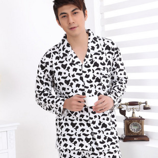 Spring and autumn male milk casual long-sleeve set sleepwear men's clothing fashion elegant sleepwear lounge