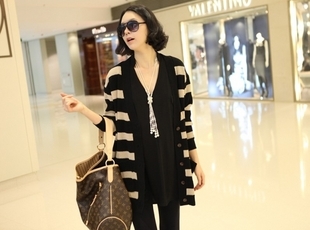 Spring and autumn maternity clothing hot-selling stripe loose long design maternity sweater cardigan maternity outerwear