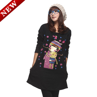 Spring and autumn maternity clothing plus size mm long design t-shirt maternity sweatshirt dress long-sleeve T-shirt maternity