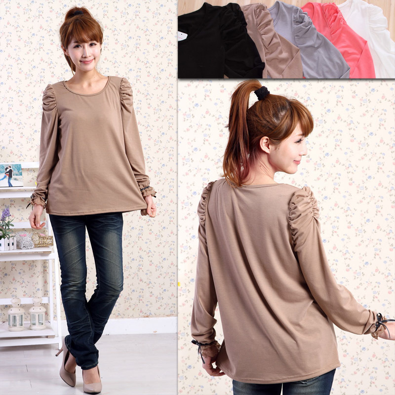 Spring and autumn maternity clothing plus size mm long-sleeve T-shirt maternity basic shirt medium-long maternity top