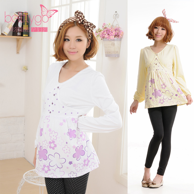 Spring and autumn maternity top new arrival 100% cotton fashion top maternity long-sleeve T-shirt 10398