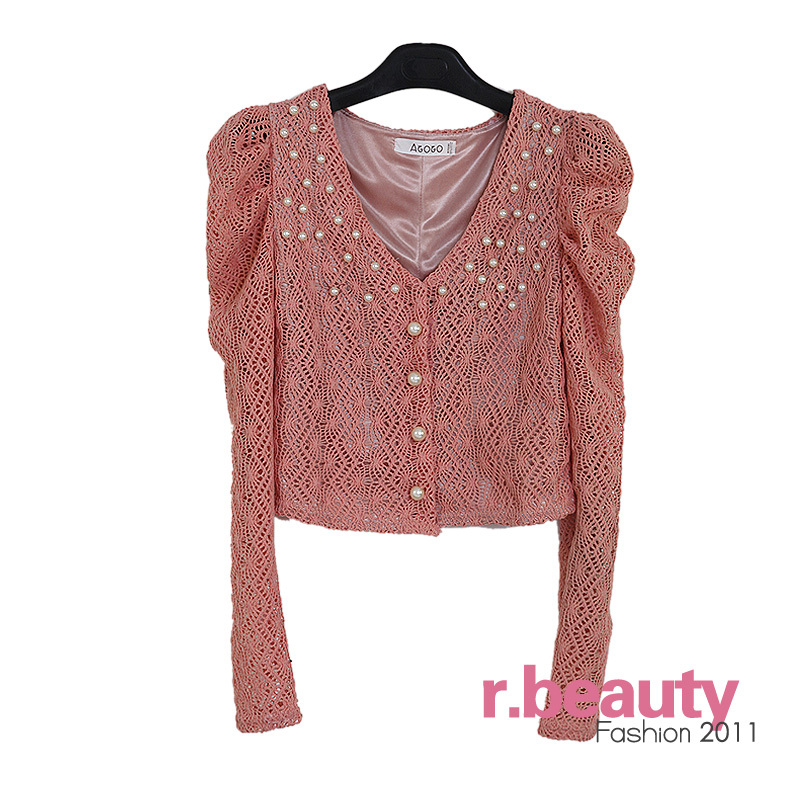 Spring and autumn new arrival 2011 women's pearl cutout 1.5gg three-color cotton yarn coat