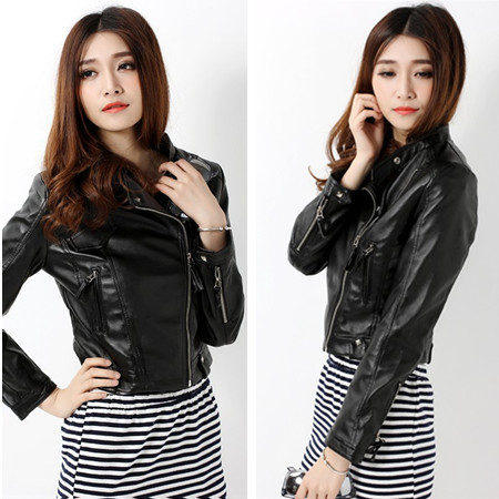 Spring and autumn new arrival top the trend of women small leather clothing PU women's jacket slim short leather jacket