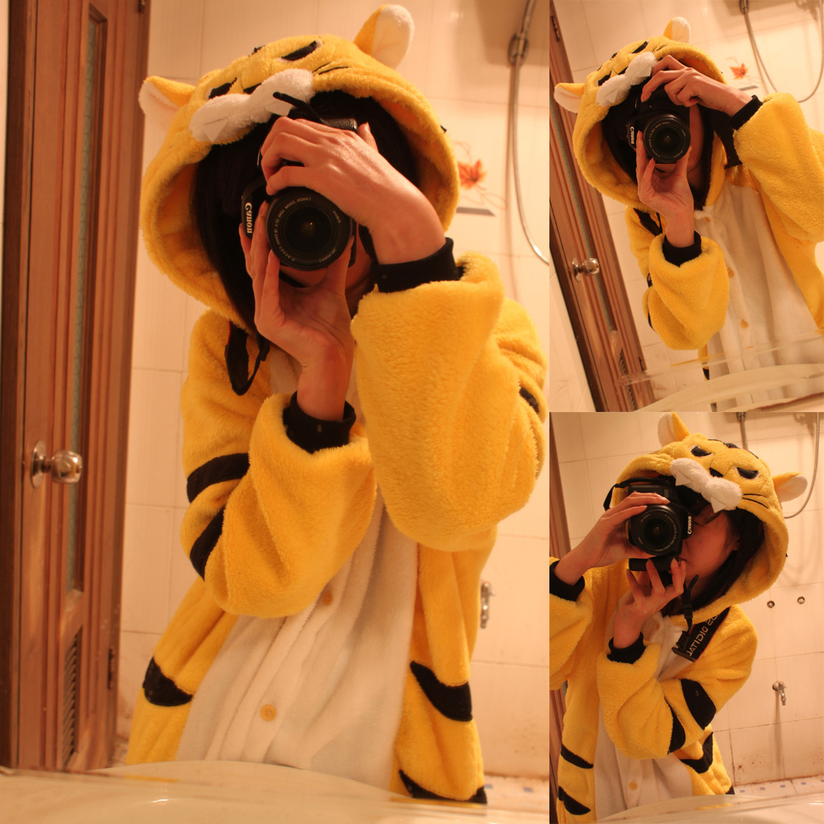 Spring and autumn of tiger coral fleece animal one piece sleepwear costume lounge