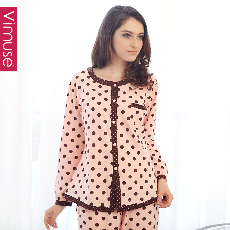 Spring and autumn plus size sleepwear cotton long-sleeve 100% lounge set