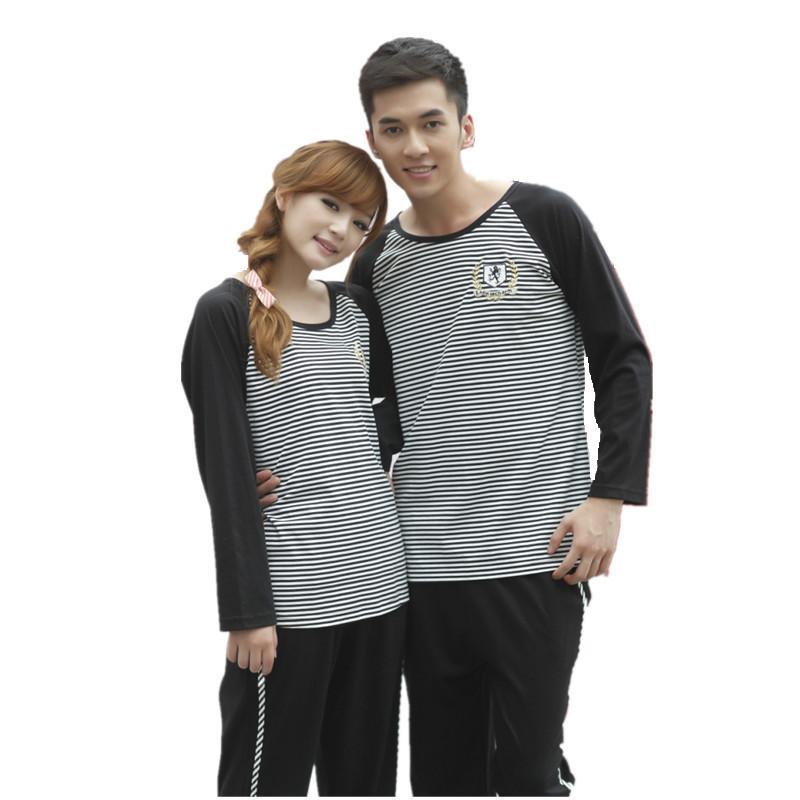 Spring and autumn sleepwear casual knitted 100% cotton lovers sleepwear long-sleeve sleepwear male lounge set