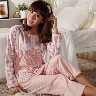 Spring and autumn sleepwear women's long-sleeve 100% cotton sleep set cartoon lounge