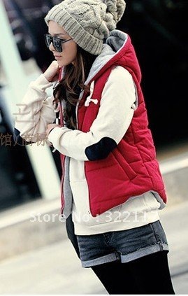 Spring and autumn sleeveless vest  female autumn and winter, plus size with a hood  casual outerwear vest