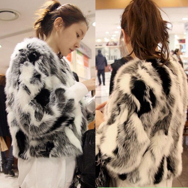 Spring and autumn small ladies blended-color faux fur faux short jacket female wool overcoat