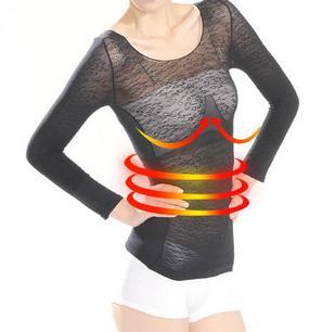 Spring and autumn thermal ultra-thin slimming body shaping beauty care lingerie beauty care wrist-length sleeve basic shirt