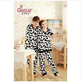 Spring and autumn thin cow lovers 100% cotton sleepwear male women's long-sleeve sleep set lounge