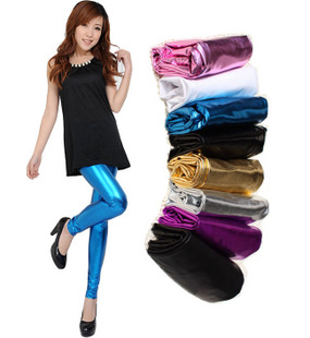 Spring and autumn tight multi color japanned leather pants metal faux leather legging faux leather pants matt skinny pants