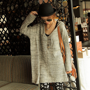 Spring and autumn women's casual loose fashion all-match loose plus size mm with a hood sweater dress Free Shipping