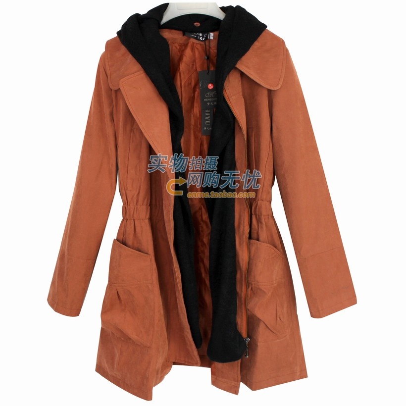 Spring and autumn women's fashion trench loose outerwear hat disassembly