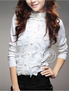 Spring and autumn women's long-sleeve loose basic shirt lace short design knitted sweater