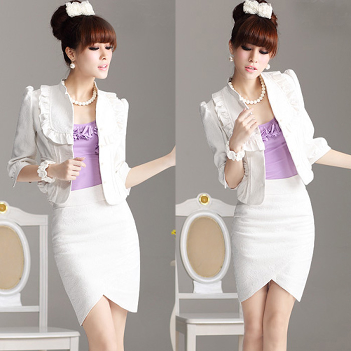 Spring and autumn women's ol career dress 3 set small suit jacket slim fashion elegant skirt