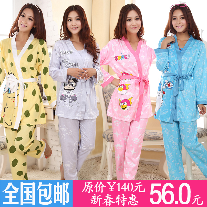 Spring and autumn women's sleepwear female 100% cotton long-sleeve lounge cartoon piece set sleep set