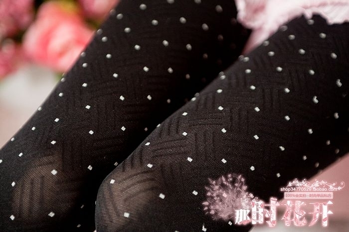 Spring and autumn Women stockings round dot secret pocket velvet pantyhose bow legging