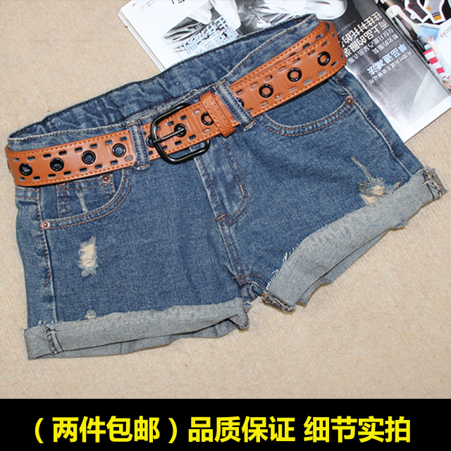 Spring and summer 2013 hole denim shorts female loose roll-up hem shorts denim shorts pants