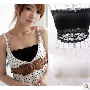 Spring and summer all-match underwear tube top female lace spaghetti strap decoration basic tube top around the chest belt pad